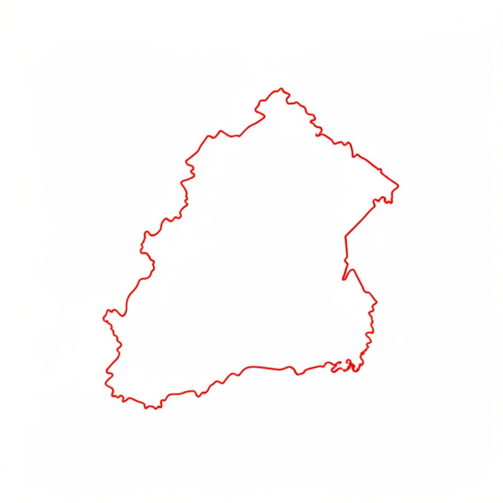 Minimal line drawing of Switzerland outline in red on white