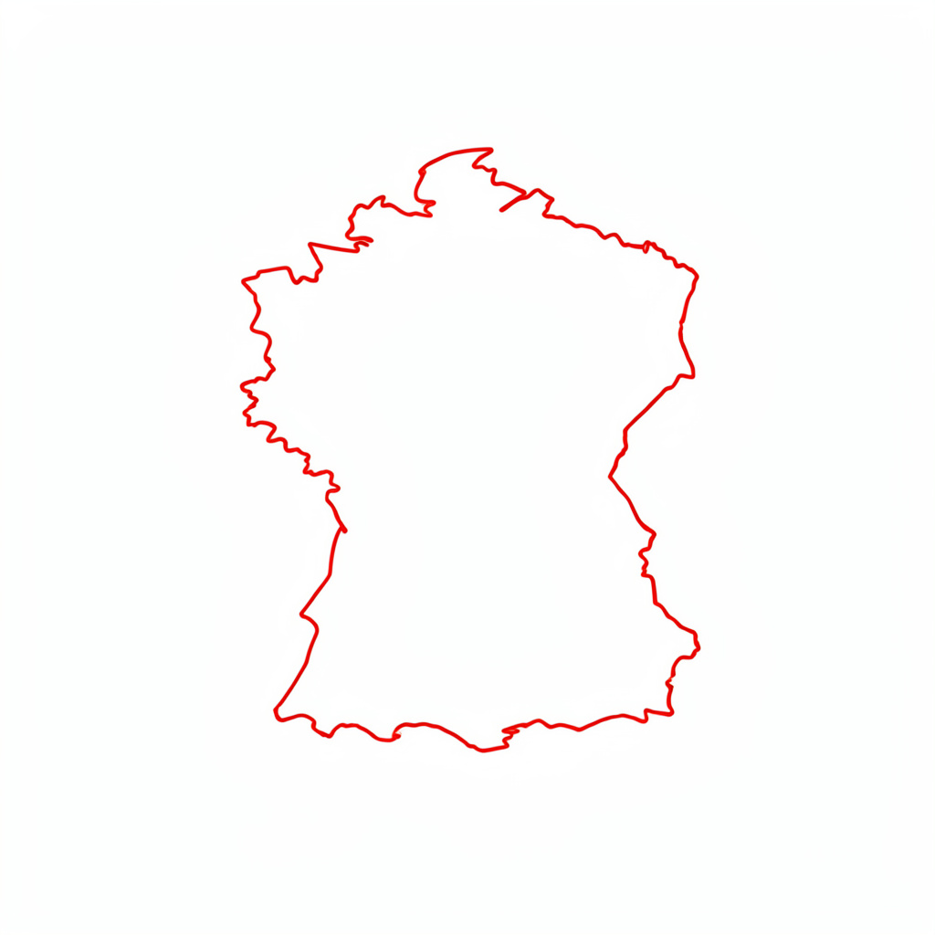 Minimal line drawing of Belgium outline in red on white