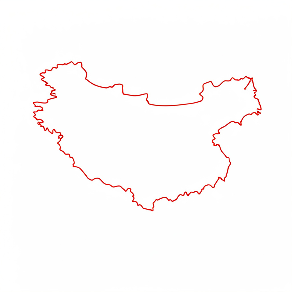 Minimal line drawing of Turkey outline in red on white