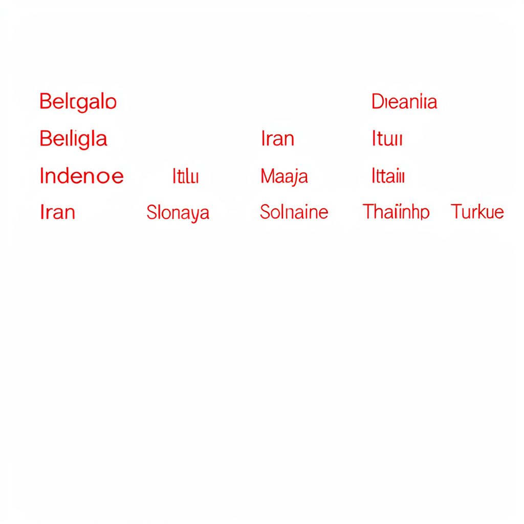 Stylized world map showing country report tiles arranged in a grid, neutral grey and red palette, analytical mood